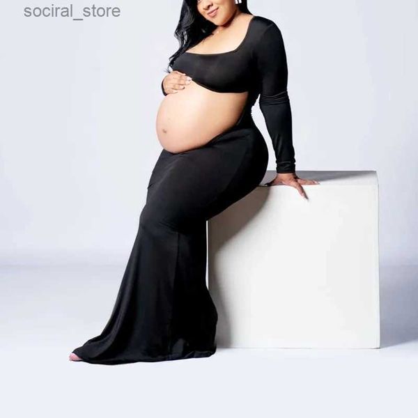 Платья для беременных Платья для беременных для фотосессии Сексуальный вырез спереди с открытой спиной Макси-платье Свадебная вечеринка Фотография Одежда для беременных L0308