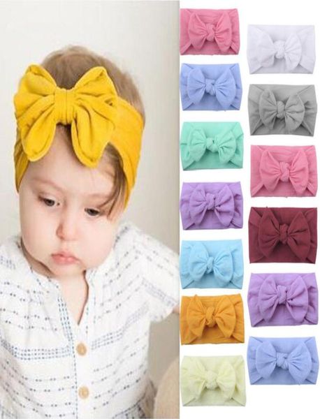 27 colori Big BowKnot Fascia per capelli neonato Turbante Annodato in cotone Avvolgere la testa Fascia per bambini5551415