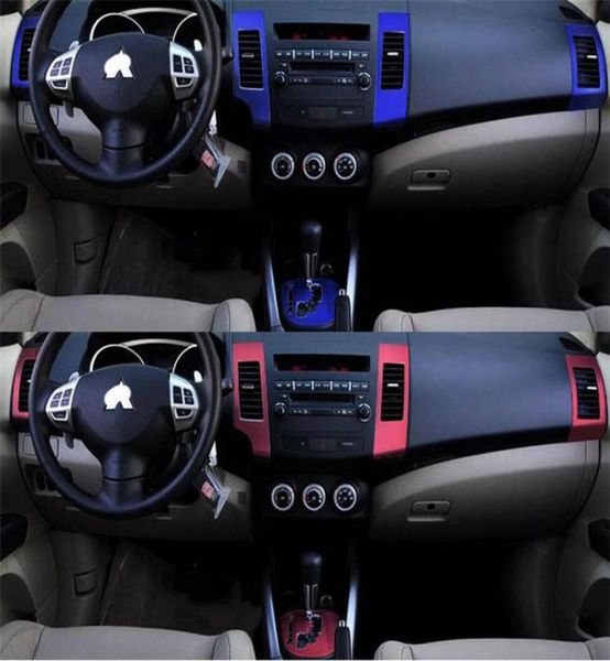 Para mitsubishi outlander 20062011 interior painel de controle central maçaneta da porta adesivos fibra carbono decalques estilo do carro accessorie5476200