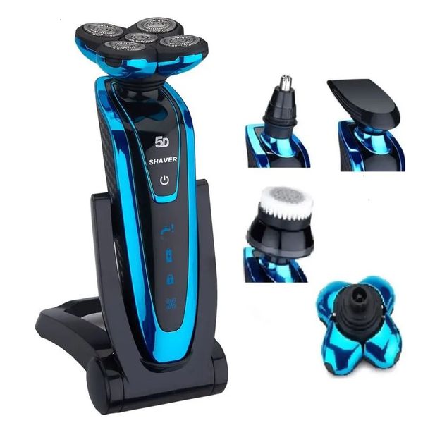 5d kit de aliciamento lavável barbeador elétrico aparador barba cabeça careca navalha elétrica para homens recarregável máquina barbear molhado seco 240223