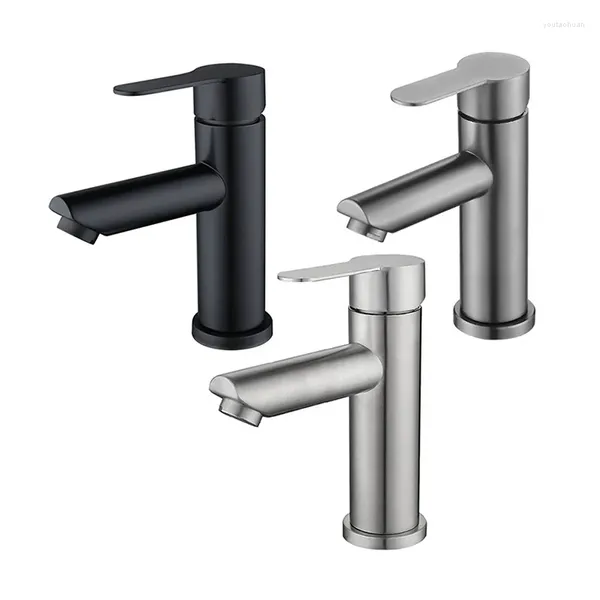 Rubinetti per lavabo da bagno Rubinetto in acciaio inossidabile e rubinetto per acqua fredda nera grigia Lavabo Accessori per lavabo Forniture