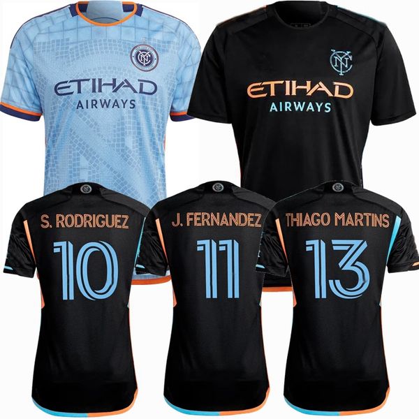 Jogador fãs versão camisas de futebol 2023 2024 2025 New York City FC BAKRAR S.RODRIGUEZ J.FERNANDEZ WOLF KEATON THIAGO MARTINS OJEDA SANDS 24 25 futebol masculino camisa infantil