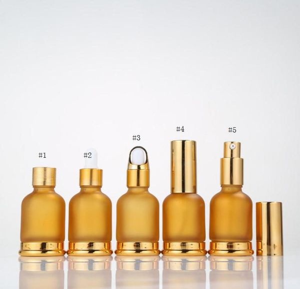 30ml frascos de óleo essencial de vidro frasco de soro cosmético embalagem loção bomba atomizador spray garrafa conta-gotas rápido sn325617533