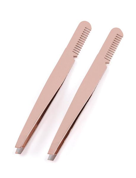 Pinzette per sopracciglia in acciaio inossidabile Clipper con pettine per sopracciglia Clip per sopracciglia Pinzette per ciglia Strumento di bellezza in oro rosa8393860