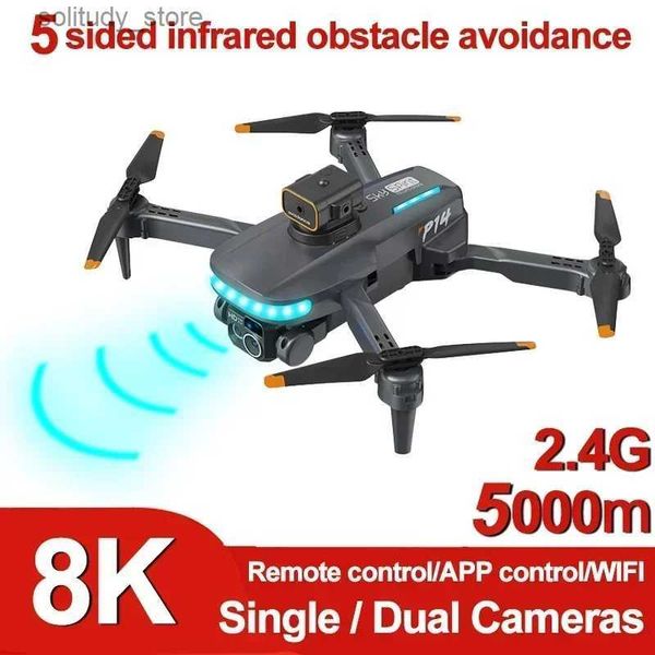 Drohnen 8K Mini Dual Kamera Optical Flow Drone 5-seitige Intelligente Hindernisvermeidung Luftaufnahmen Quadcopter für Reisen Q240308