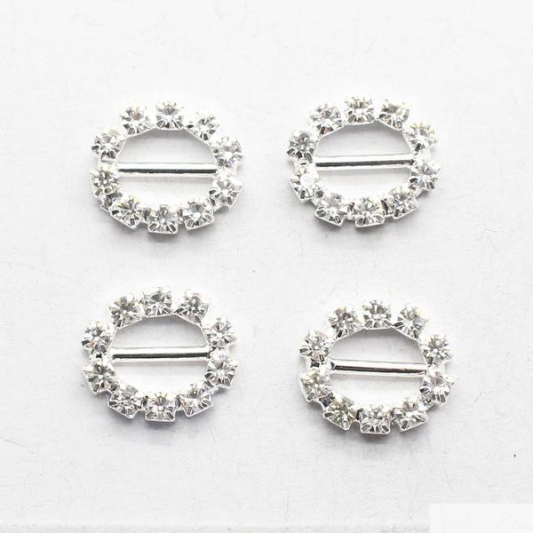 Pins, Broches 100 Pçs / Lote 20mm Branco Strass Cristal Fivelas Broches Bar Convite Fita Cadeira Ers Slider Sashes Bows Drop Deli Dh9Cq