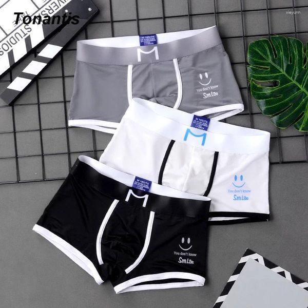 UNDUPTS 3pcs/Set Naylon Boxer Şort Erkekler İnce Buz İpek Nefes Alabilir ve Rahat Erkek Çamaşırı Basit Gençlik Adam Kalitesi