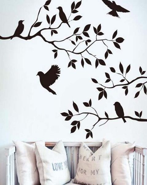 2016 Branch Tree Branch and Birds Vinyl Art Decal Wall Adesivo rimovibile decorazioni per la casa Murale 9873404