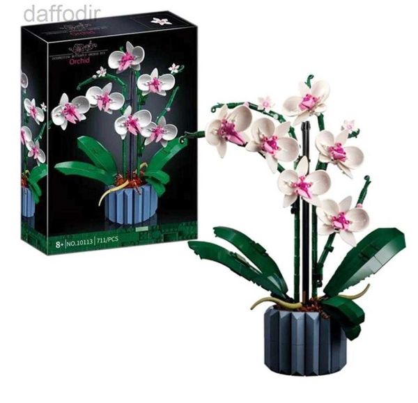 Moc букет орхидей блок цветок суккуленты блоки в горшках подходят для романтического комплекта сборка игрушки подарок для девочки 240308