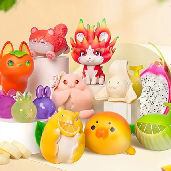 Animal fruta fada caixa cega brinquedos frutas animais caja ciega coleção pvc figura kawaii modelo boneca presente de aniversário caixa misteriosa 240227