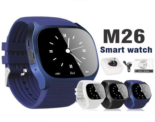 Умные часы M26 Bluetooth Smart Watch для мобильного телефона Android со светодиодным дисплеем Музыкальный плеер Шагомер для iPhone в рознице Packa3625048
