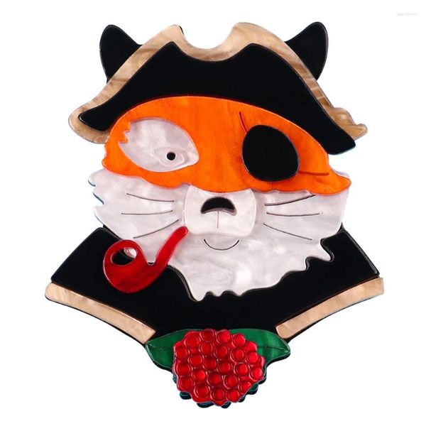 Broches fishsheep bonito pirata tubo de tabaco cão gato acrílico broche para mulheres grande resina animais pinos de segurança broche artesanal jóias presentes