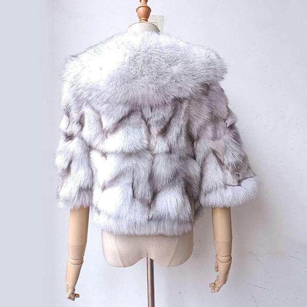 2024 Autunno/Inverno Scialle Moda Donna Haining Caldo Corto Cappotto di Vera Pelliccia di Volpe 620681