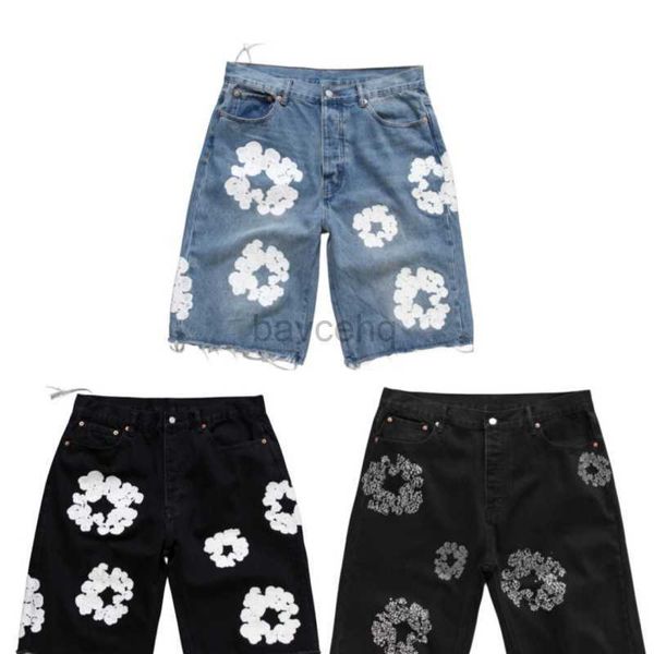 Jeans denim jeans shorts designer mulheres curto jean para homens luxo alta reta magro hip hop rua calças pretas roupas 240308