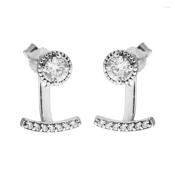 Stud Küpe Moda Soyut Elegance Clear CZ Sterling Gümüş Takı Kadın Parti Yapımı