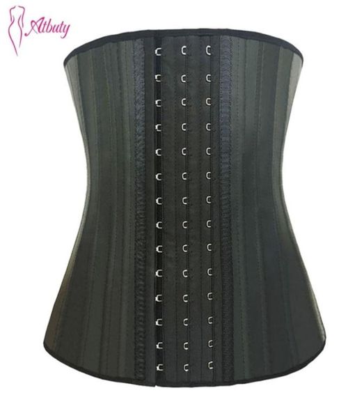 Atbuty 25 aço desossado cintura trainer espartilho látex cintura cincher treino shapewear 3 linhas ganchos corpo shaper emagrecimento roupa interior 201216882843