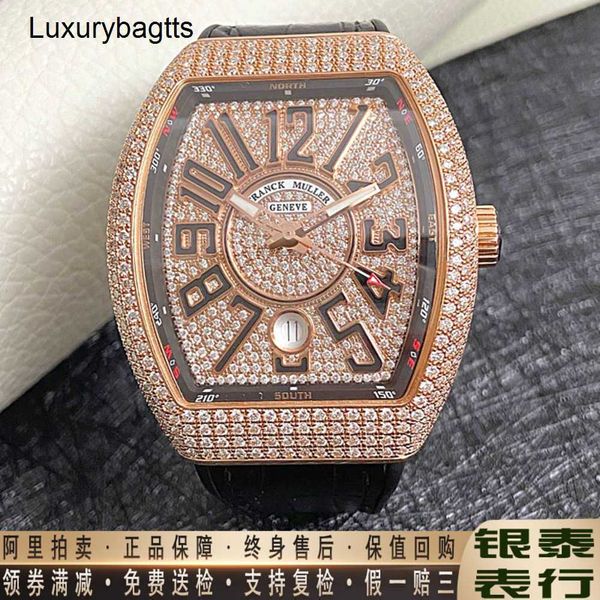 Franck Muller Orologio Orologi svizzeri Automatic Frank 18k Rose Gold Diamond Full Sky Star Mens meccanico V41