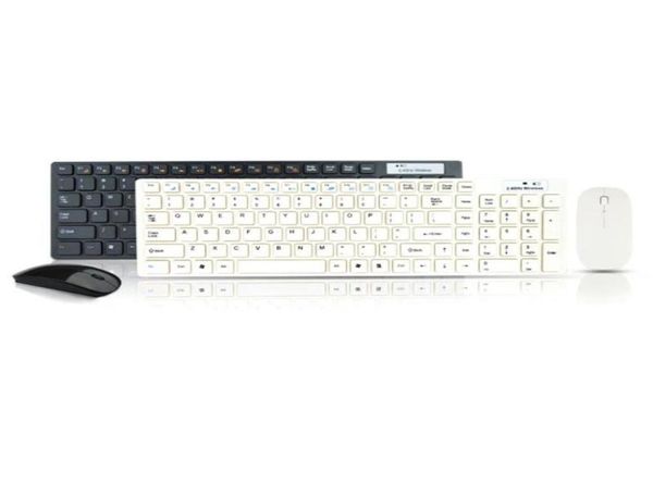 Yüksek kaliteli ultra ince beyaz 24g kablosuz kablosuz klavye optik fare Protable kablosuz kombinasyonlar Z02113477385