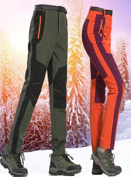 Уличные водонепроницаемые походные брюки, зимние мужские и женские брюки из софтшелла, теплые флисовые брюки для кемпинга и велоспорта, большие размеры, Прямая поставка40572686898860
