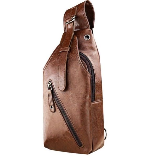 Nuovi arrivi Moda Uomo Borsa a tracolla in pelle Borsa a tracolla sul petto Zaino PU Biker Satchel Moda Solido Morbido Borse portatili293E