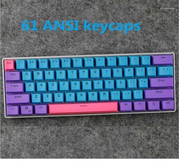 Tampas de teclas retroiluminadas foscas, para teclado mecânico ansi 60 layout gh60 xd60 rk61 alt61 anne, moldagem dupla keycap115044720