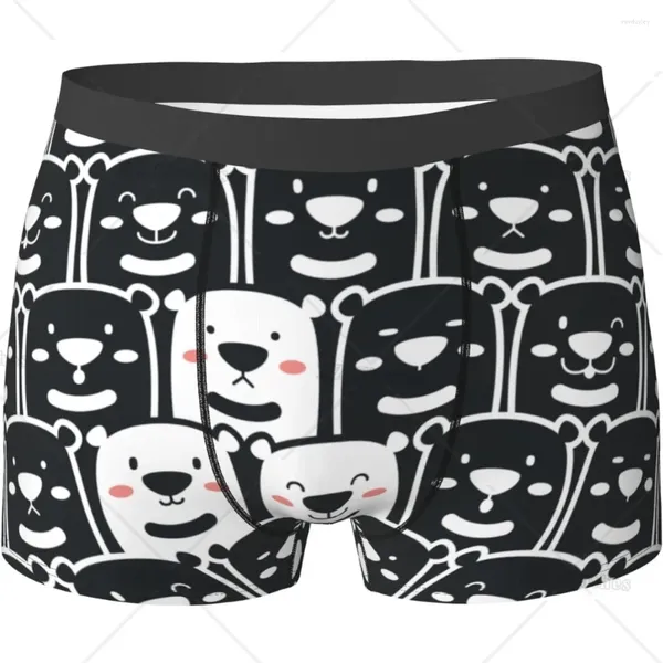 Mutande Simpatico Orso Bianco e Nero Intimo Divertente da Uomo Boxer Slip Leggera Elasticità Pantaloncini Maschili Novità Regalo Elegante per Uomini Ragazzi