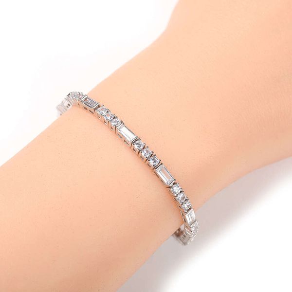 Волк прилив 3 мм Bling Cz Stone Tennis Bracelet Bracelet Baguette Full Iceed Out круглый квадратный кубический цирконный цепь браслеты браслеты хип -хоп