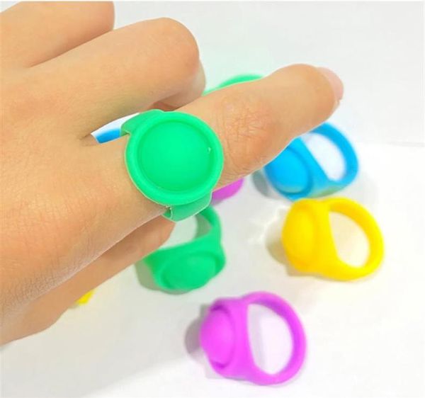 Anello di dito in silicone sensoriale Push Bubble Toy Candy Color Rings Kids Christmas Gift Toysa43A195626452
