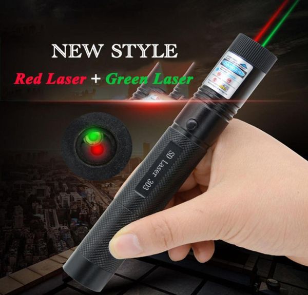 Doppio laser impermeabile 5 mw 532 nm ibrido rosso verde laser 303 puntatore penna Lazer raggio visibile 18650 batteria 8799137