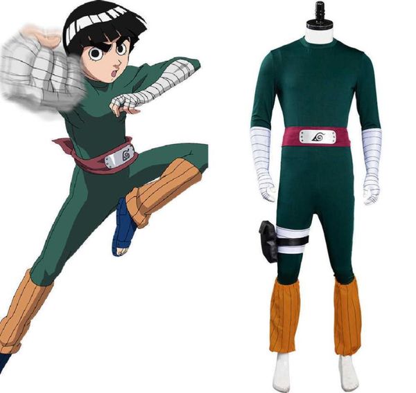 Rock Lee Cosplay Traje Verde Tightfitting Macacão Roupas Trajes de Carnaval de Halloween para Homens Mulheres Q09108489290