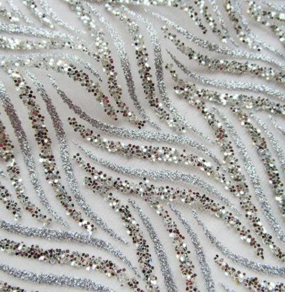 1 pezzo moda glitter paillettes abiti da sera tessuto a rete paillettes incollate tessuto di maglia stampato francese brillante abito da sposa panno8254828