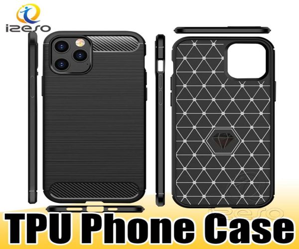 Capa de telefone de fibra de carbono para iPhone 14 Pro Max 13 12 11 XR 8 Plus LG Stylo 7 5G K92 TPU Borracha Capa protetora de celular izeso1716756