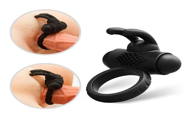 Вибрационное кольцо для пениса, двойное кольцо, вибратор для задержки эякуляции, вибрационный массажер для кролика, кольцо для стимулятора пениса, секс-шоп X0328845742