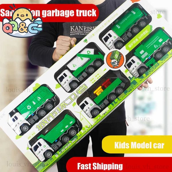 Modellini di auto Bambini Inerzia Spazzatura Veicoli igienico-sanitari Camion dei pompieri pompiere diecast giocattolo Escavatore trattore Modello di auto Giocattoli per bambini T240309