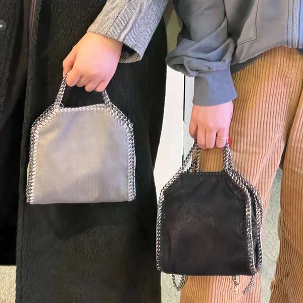 Stella McCartney Falabella мини-сумка женская металлизированная, серебристо-черная, крошечная женская сумка для покупок, кожаная сумка через плечо, европейская и американская