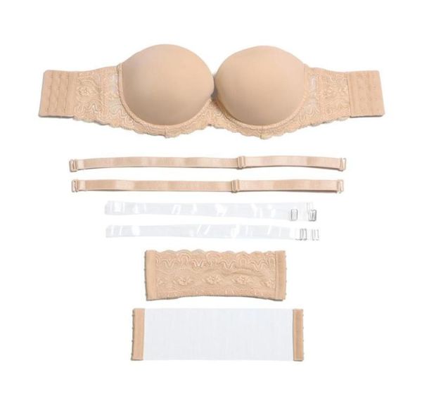 Mulheres Sexy Sutiã Lingerie Underwire Bra Silicone Push Up Strapless Halter Big Cup B C DD DDD E F G Antiderrapante Ajustado Sutiãs 2016141934