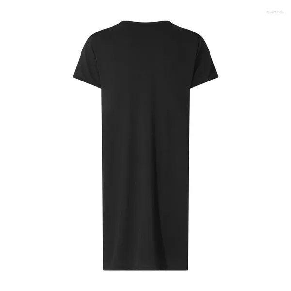 Erkekler Men Nightshirt Kısa Kollu Pijamalar V Boyun Katı Gevşek Rahat Nightwear Elbise Henley Uyku Gömlek Salonu Giyin