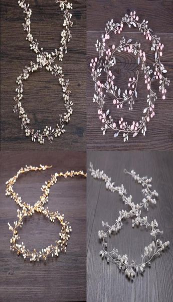 Copricapo da sposa rosa damigella d'onore argento fatto a mano strass perla fascia per capelli fascia accessori per capelli di lusso Fascinators T1928703