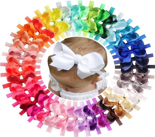 40 pezzi colori 45 pollici nastro in grosgrain neonate fiocchi per capelli fasce per neonati neonati e bambini piccoli LJ2011034228855