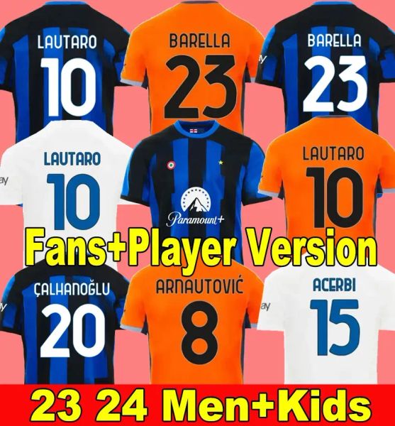 23 24 Maglia Inters Milans Futbol Forması Lukaku Kid Kit Final Maillot de Foot Dzeko Lautaro 2023 2024 IM Maglie Futbol Gömlek