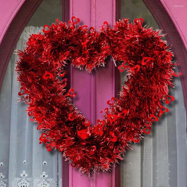 Dekorative Blumen 30 cm Wandbehang Herzkranz Kreative herzförmige Girlande PET-Anhänger Paar Valentinstagsgeschenk