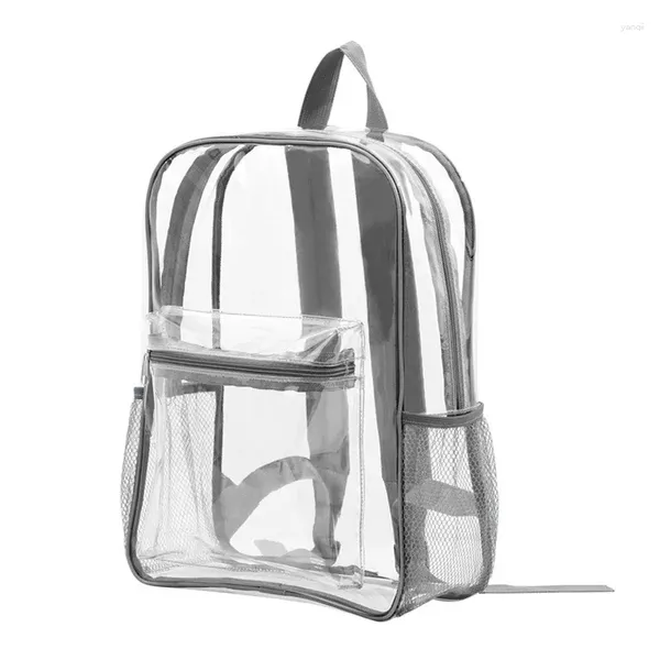 Okul çantaları ağır hizmet açık şeffaf sırt çantası çok renkli küçük kız sırt çantaları ile kitap çantası ile görün moda bayan boş zaman çantası