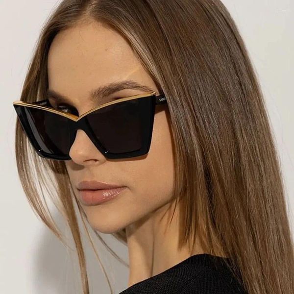 Солнцезащитные очки модные мужские «кошачий глаз» 2024 женские цветные дизайнерские винтажные люксовые бренды бесплатная доставка