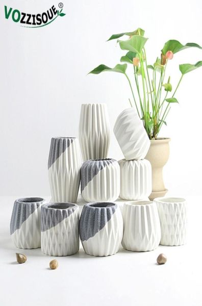 Criativo cerâmica diamante vaso geométrico simples planta suculenta recipiente verde plantadores pequenos bonsai potes decoração para casa 2108054589