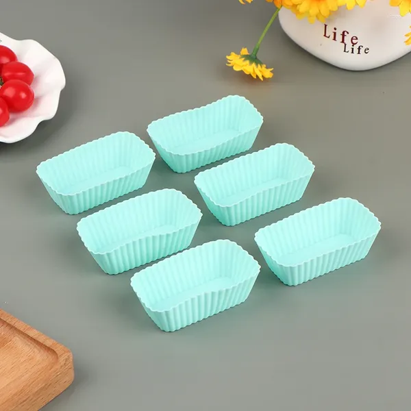 Ferramentas de cozimento 6 pçs retangular silicone bolo copo molde muffin cupcake forro doces forma bakeware pratos