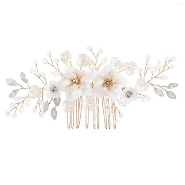 Grampos de cabelo casamento pente de noiva para mulheres flor branca strass decoração aperto estável headwear aniversário palco festa mostrar vestir-se