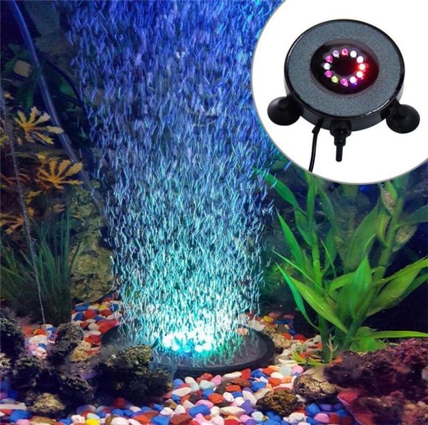 Целые 7 цветов, водонепроницаемый светодиодный светильник, многоцветная лампа для аквариума, погружные мини-аквариумные фонари, пузырьковая аэрация, диск освещения6714834