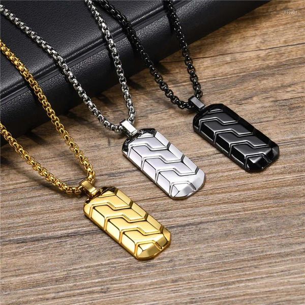 Anhänger Halsketten Modyle Cool Reifen Muster Für Männer Jungen 316L Edelstahl Geometrische Bar Kragen Schmuck Geschenke Großhandel