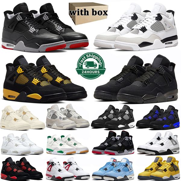 Mit Box 4s Jumpman 4 Basketballschuhe Männer Frauen Frozen Moments Red Thunder Black Cat University Blue Military Black Metallic Sail Herren Trainer Outdoor-Sport 36-47