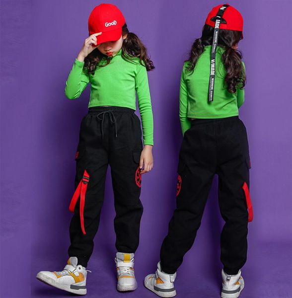 Moda Bambini Costume da ballo jazz per ragazze Costumi da ballo di strada Hip Hop Crop Top Pantaloni Abbigliamento da ballo per bambini5700722